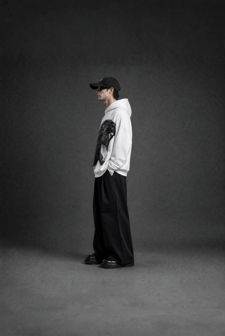 BIG Cat Hoodie- WHITE