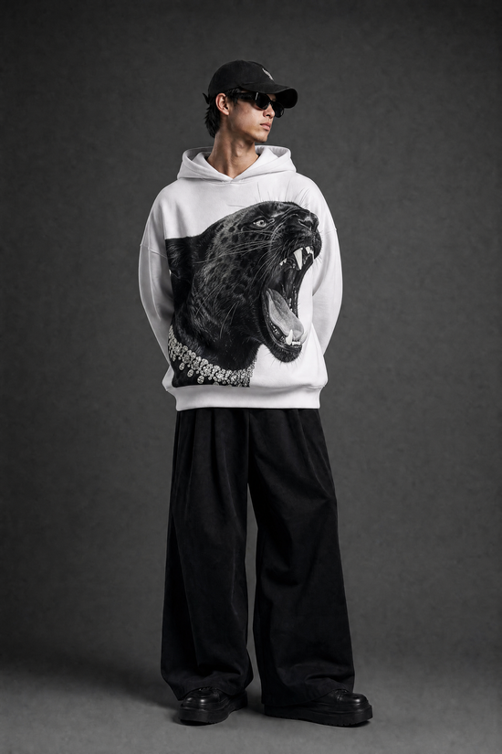 BIG Cat Hoodie- WHITE