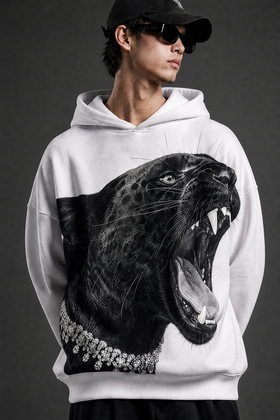 BIG Cat Hoodie- WHITE